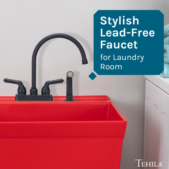 Tehila Black Finish Gooseneck Faucet with Side Sprayer - Sweatfully