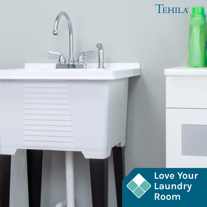 Tehila Chrome Finish Gooseneck Faucet with Side Sprayer - Sweatfully