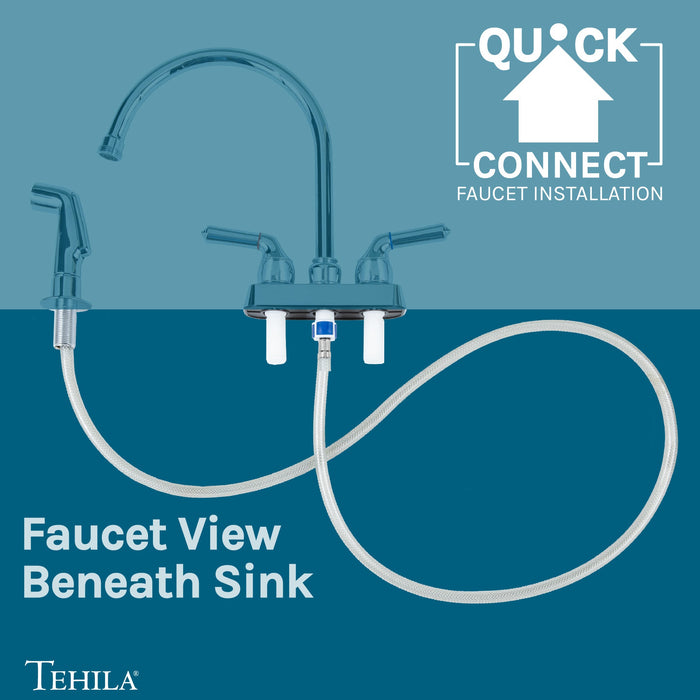 Tehila Chrome Finish Gooseneck Faucet with Side Sprayer - Sweatfully