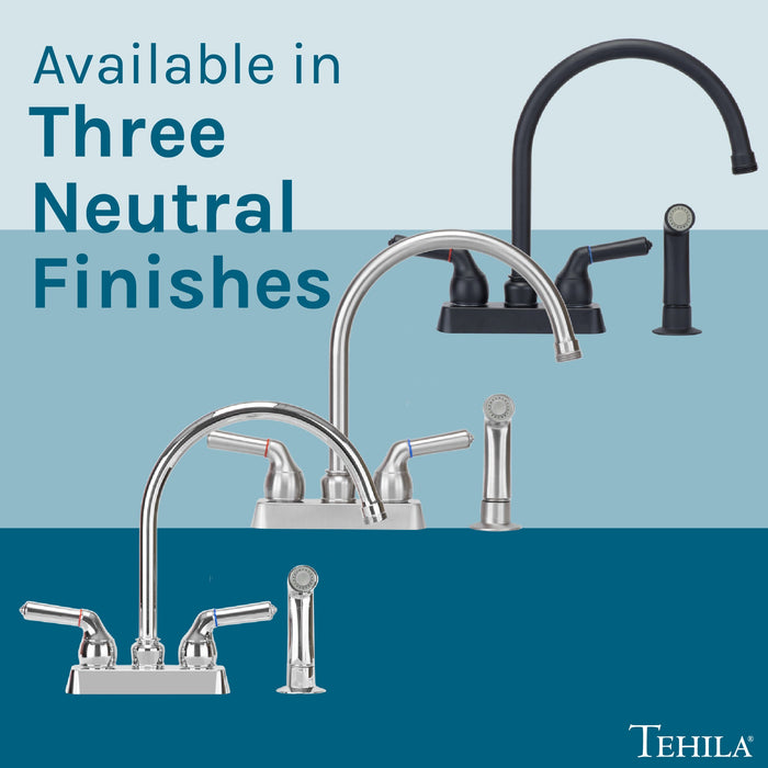 Tehila Chrome Finish Gooseneck Faucet with Side Sprayer - Sweatfully