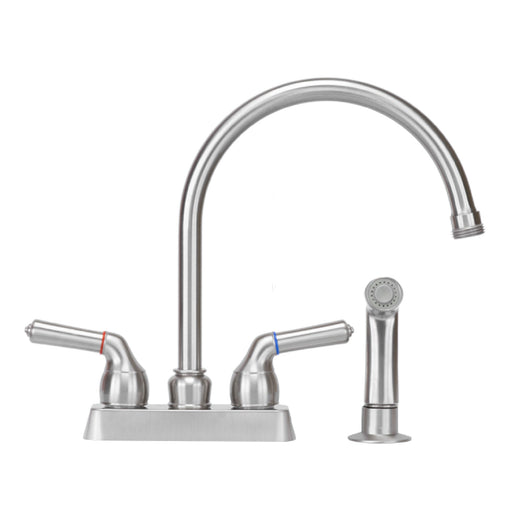 Tehila Stainless Steel Finish Gooseneck Faucet with Side Sprayer - Sweatfully