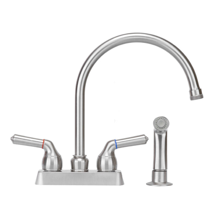 Tehila Stainless Steel Finish Gooseneck Faucet with Side Sprayer - Sweatfully