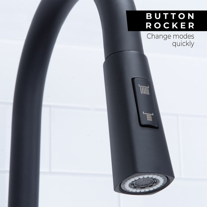 Tehila Black Finish High-Arc Pull-Down Faucet - Sweatfully