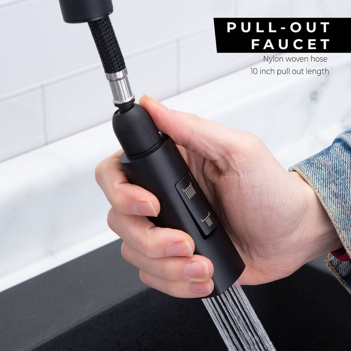 Tehila Black Finish High-Arc Pull-Down Faucet - Sweatfully
