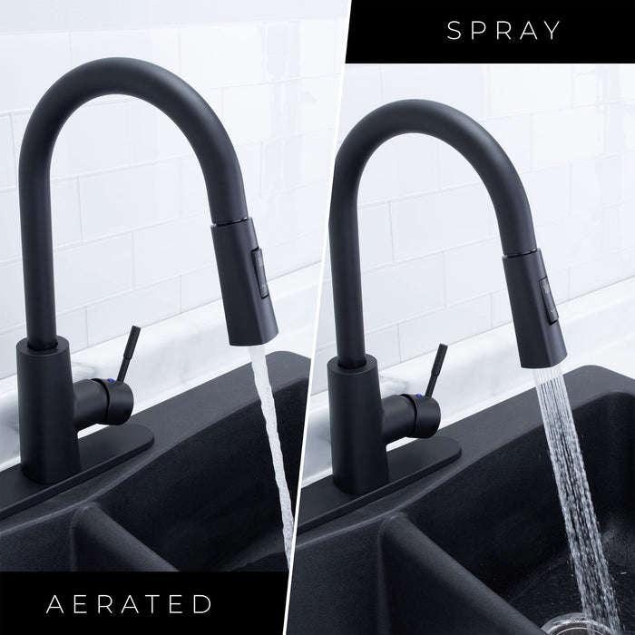 Tehila Black Finish High-Arc Pull-Down Faucet - Sweatfully