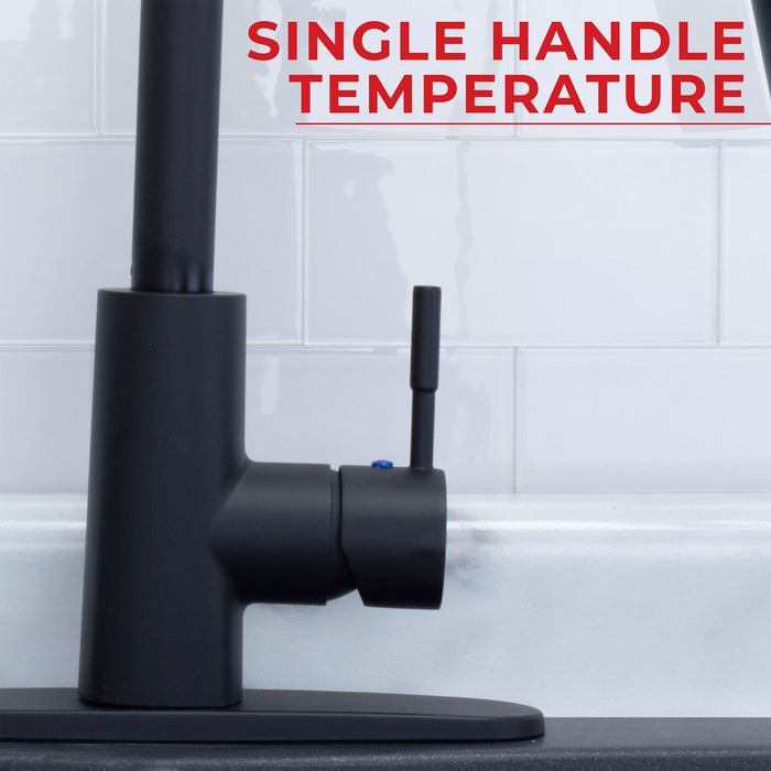 Tehila Black Finish High-Arc Pull-Down Faucet - Sweatfully