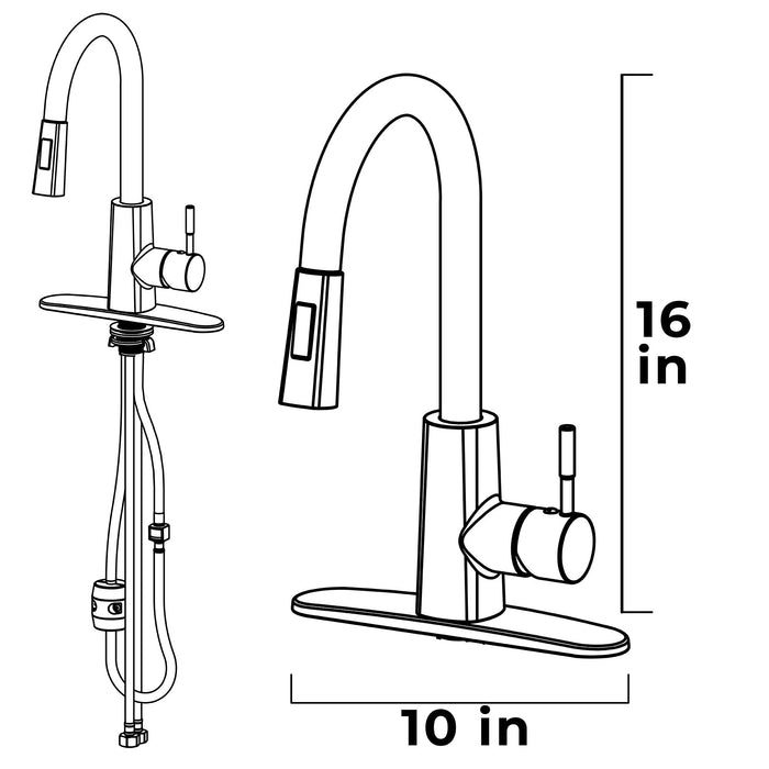 Tehila Black Finish High-Arc Pull-Down Faucet - Sweatfully