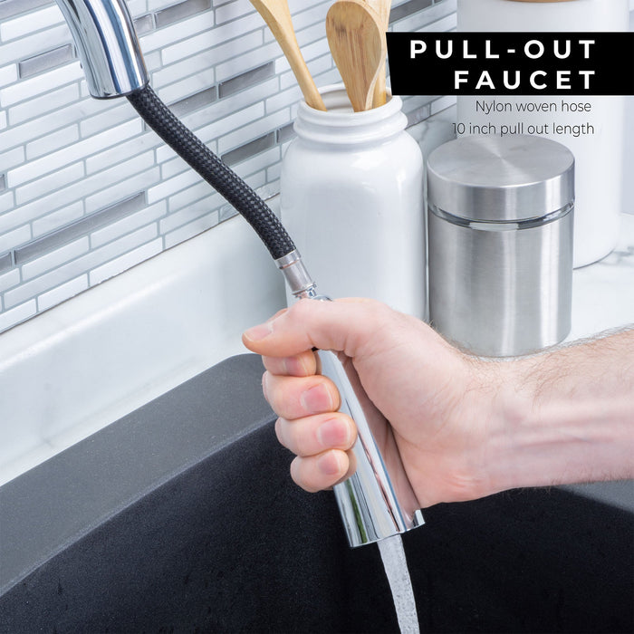 Tehila Chrome Finish High-Arc Pull-Down Faucet - Sweatfully