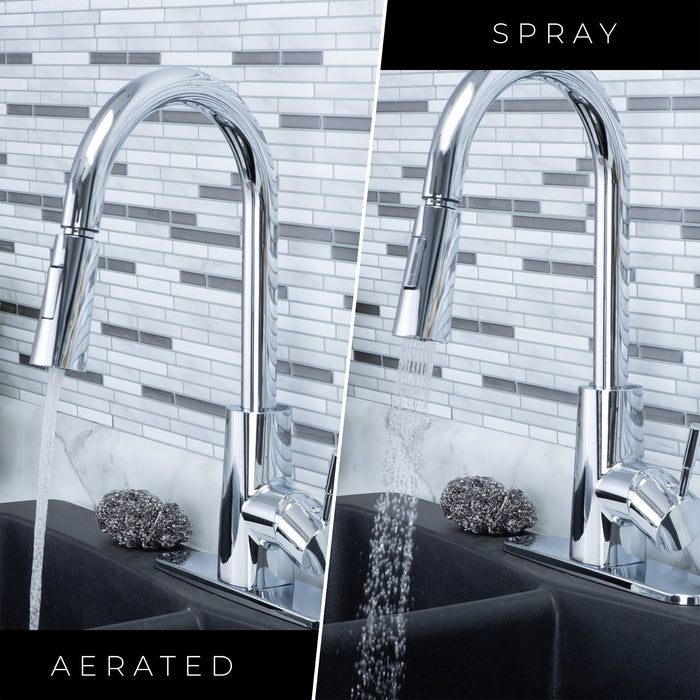 Tehila Chrome Finish High-Arc Pull-Down Faucet - Sweatfully