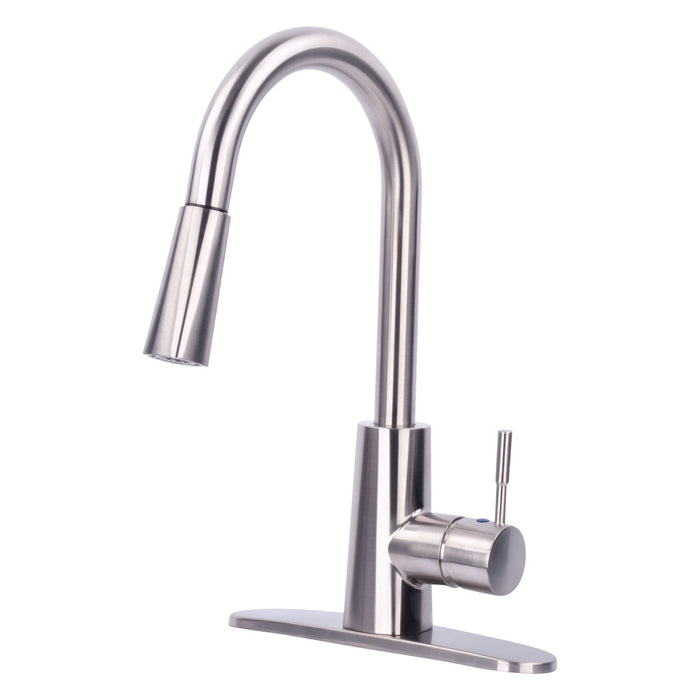 Tehila Stainless Steel Finish High-Arc Pull-Down Faucet - Sweatfully