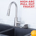 Tehila Stainless Steel Finish High-Arc Pull-Down Faucet - Sweatfully