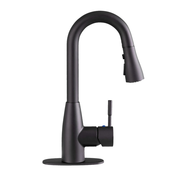 Tehila Black Finish Low Profile Pull-Down Faucet - Sweatfully