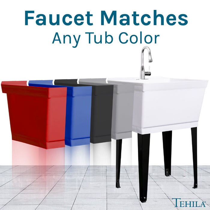 Tehila Chrome Finish Low Profile Pull-Down Faucet - Sweatfully