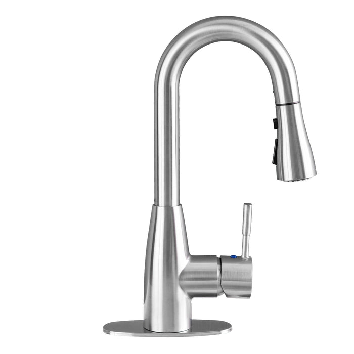 Tehila Stainless Steel Finish Low Profile Pull-Down Faucet - Sweatfully