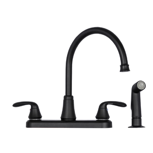 Tehila Black Finish Wide-set Gooseneck Faucet with Side Sprayer - Sweatfully