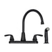 Tehila Black Finish Wide-set Gooseneck Faucet with Side Sprayer - Sweatfully