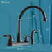 Tehila Black Finish Wide-set Gooseneck Faucet with Side Sprayer - Sweatfully