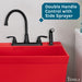 Tehila Black Finish Wide-set Gooseneck Faucet with Side Sprayer - Sweatfully