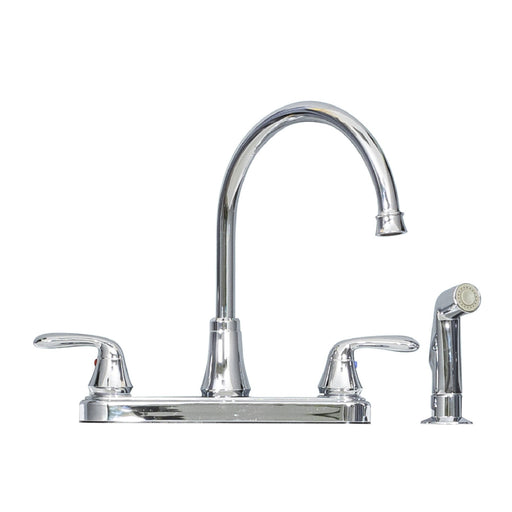 Tehila Chrome Finish Wide-set Gooseneck Faucet with Side Sprayer - Sweatfully