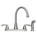Tehila Stainless Steel Finish Wide-set Gooseneck Faucet with Side Sprayer - Sweatfully