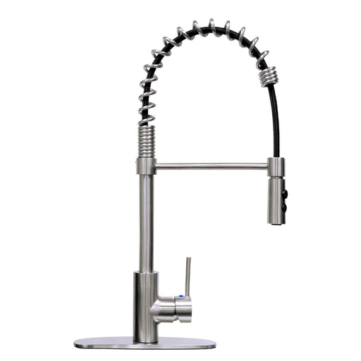Tehila Stainless Steel Finish High Arc Coil Pull-Down Faucet - Sweatfully