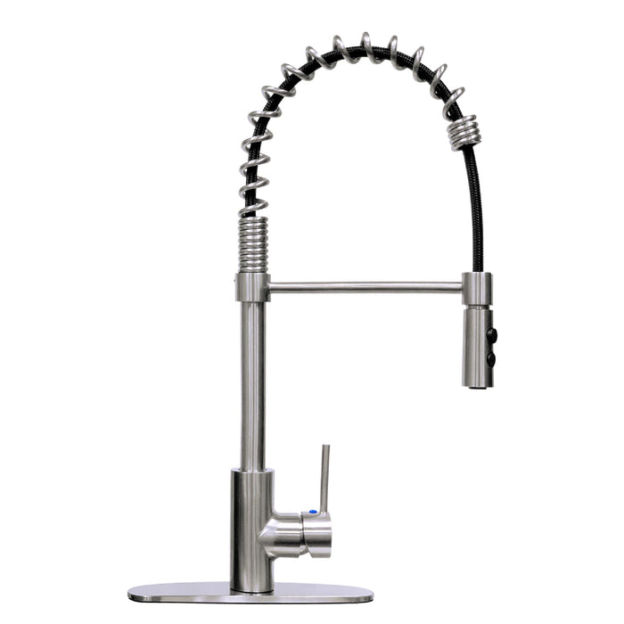 Tehila Stainless Steel Finish High Arc Coil Pull-Down Faucet - Sweatfully
