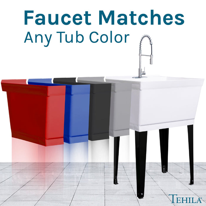 Tehila Stainless Steel Finish High Arc Coil Pull-Down Faucet - Sweatfully