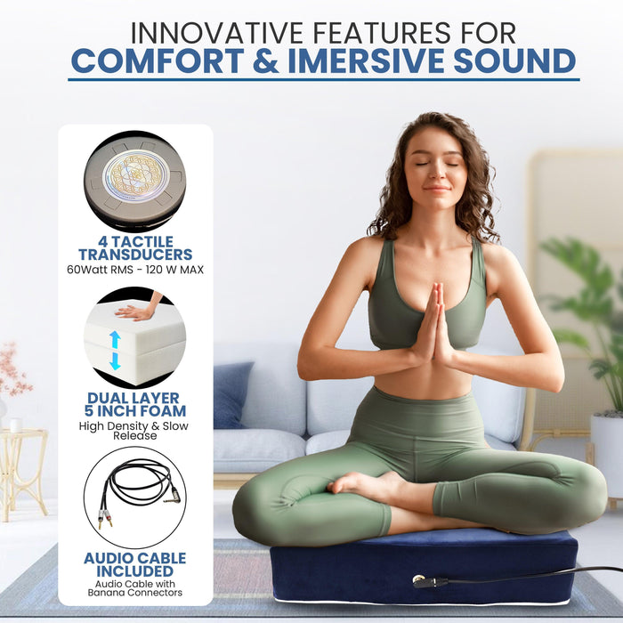 Vibroacoustic Therapy Zafu Meditation Cushion bundle with custom amplifier - Sweatfully