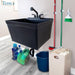 Tehila Standard Wall-Mounted Black Utility Sink with Black Finish Pull-Out Faucet - Sweatfully