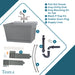 Tehila Standard Wall-Mounted Grey Utility Sink with Stainless Steel Finish Pull-Out Faucet - Sweatfully