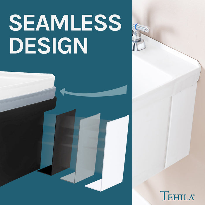 Tehila Standard Wall-Mounted White Utility Sink with Chrome Finish Pull-Out Faucet - Sweatfully