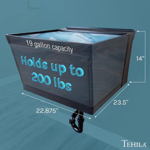 Tehila Standard Wall-Mounted Black Utility Sink, No Supply Lines - Sweatfully