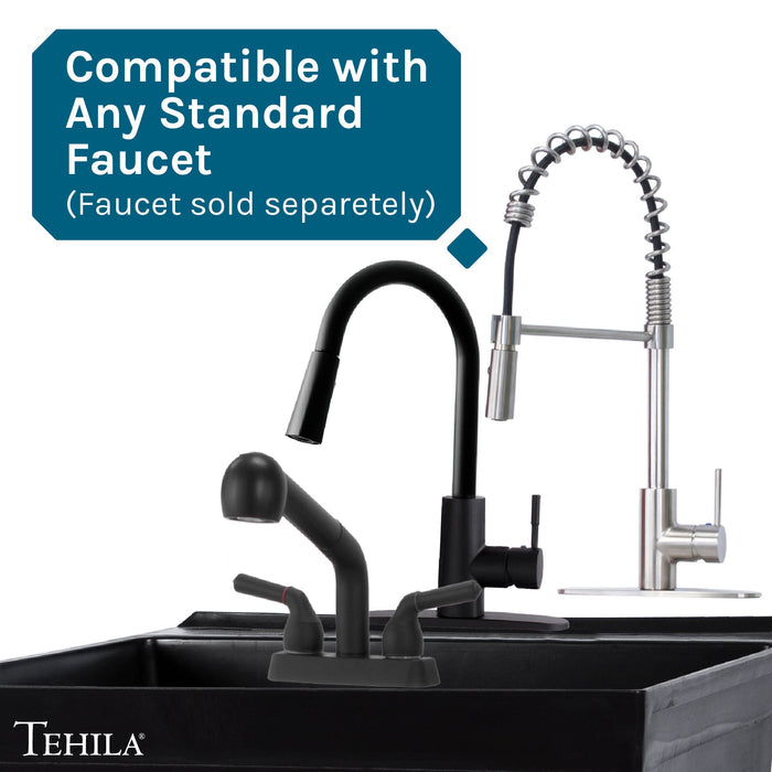Tehila Standard Wall-Mounted Black Utility Sink, No Supply Lines - Sweatfully