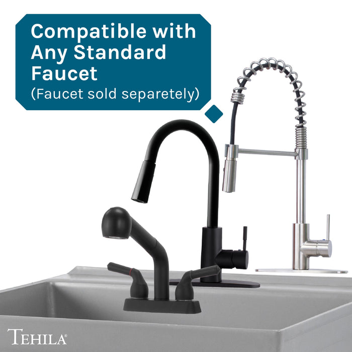 Tehila Standard Wall-Mounted Grey Utility Sink, No Supply Lines - Sweatfully