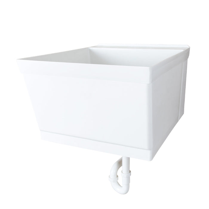 Tehila Standard Wall-Mounted White Utility Sink, No Supply Lines - Sweatfully