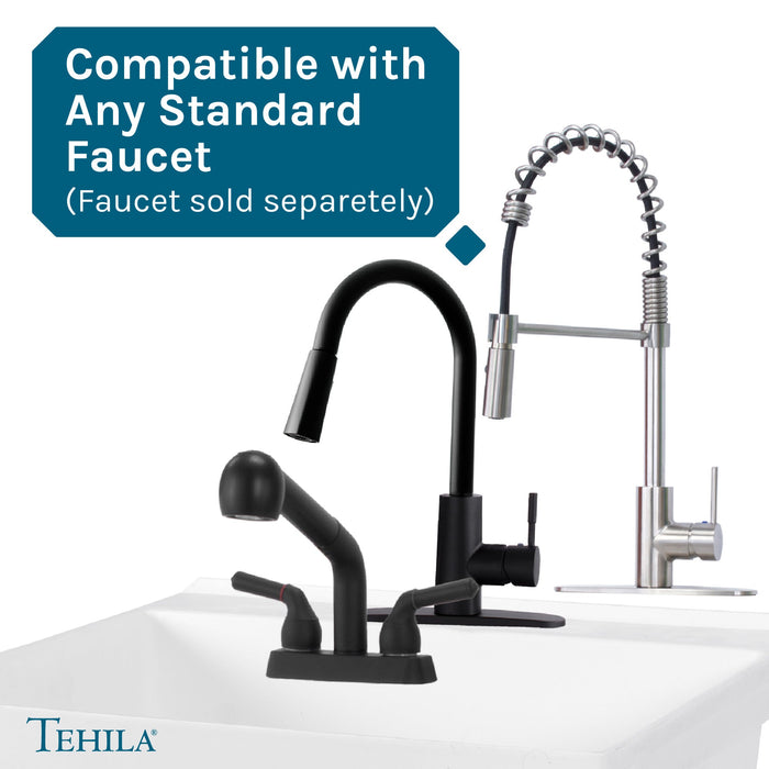 Tehila Standard Wall-Mounted White Utility Sink, No Supply Lines - Sweatfully
