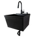Tehila Standard Wall-Mounted Black Utility Sink with Black Finish Pull-Down Faucet - Sweatfully