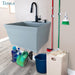 Tehila Standard Wall-Mounted Grey Utility Sink with Black Finish Pull-Down Faucet - Sweatfully