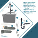 Tehila Standard Wall-Mounted Grey Utility Sink with Black Finish Pull-Down Faucet - Sweatfully
