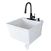 Tehila Standard Wall-Mounted White Utility Sink with Black Finish Pull-Down Faucet - Sweatfully