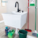 Tehila Standard Wall-Mounted White Utility Sink with Black Finish Pull-Down Faucet - Sweatfully