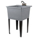 Tehila Basics Freestanding Grey Utility Sink with Black Finish Dual Handle Utility Faucet - Sweatfully