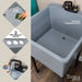 Tehila Basics Freestanding Grey Utility Sink with Black Finish Dual Handle Utility Faucet - Sweatfully