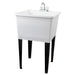 Tehila Basics Freestanding White Utility Sink with Chrome Finish Dual Handle Utility Faucet - Sweatfully