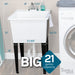 Tehila Basics Freestanding White Utility Sink with Chrome Finish Dual Handle Utility Faucet - Sweatfully