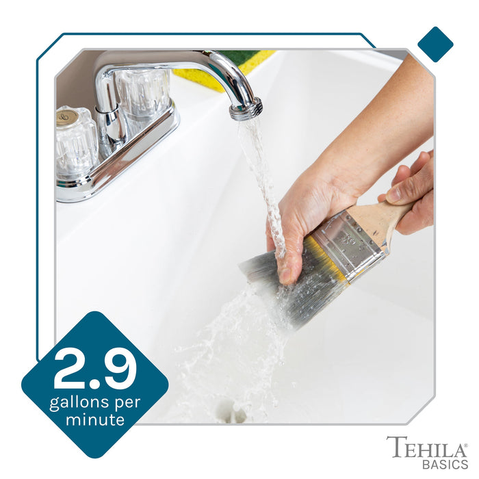 Tehila Basics Freestanding White Utility Sink with Chrome Finish Dual Handle Utility Faucet - Sweatfully