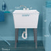 Tehila Standard Freestanding White Utility Sink with Chrome Finish Double Knob Utility Faucet - Sweatfully