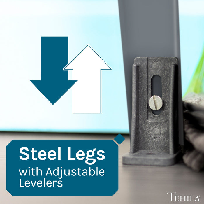 Tehila Standard Freestanding White Utility Sink with Chrome Finish Double Knob Utility Faucet - Sweatfully