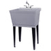Tehila Standard Freestanding Grey Utility Sink with Chrome Finish Pull-Out Faucet - Sweatfully