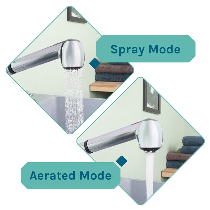 Tehila Standard Freestanding Grey Utility Sink with Chrome Finish Pull-Out Faucet - Sweatfully